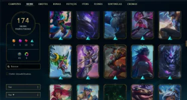 Platina 2 com TODOS os champs e 173 Skins + 1665 RP