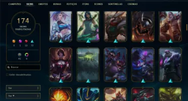 Platina 2 com TODOS os champs e 173 Skins + 1665 RP