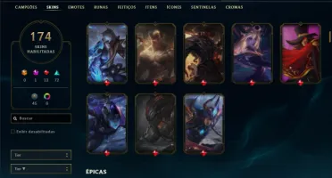 Platina 2 com TODOS os champs e 173 Skins + 1665 RP