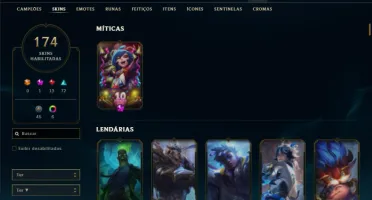 Platina 2 com TODOS os champs e 173 Skins + 1665 RP