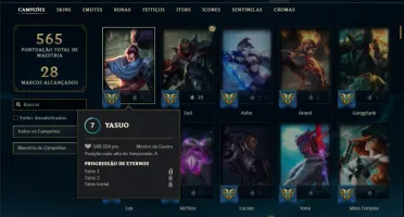 Platina 2 com TODOS os champs e 173 Skins + 1665 RP