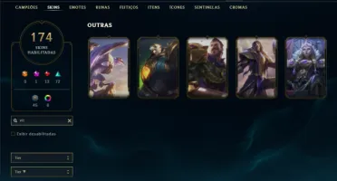 Platina 2 com TODOS os champs e 173 Skins + 1665 RP