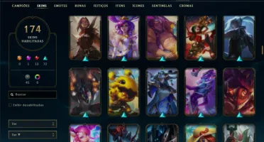 Platina 2 com TODOS os champs e 173 Skins + 1665 RP