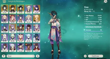 Conta genshin impact ar 55 6 personagens 5 estrelas