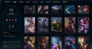 Conta ouro 4 com 125 Champs e 55 Skins + 2500 RP