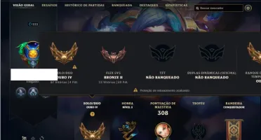 Conta ouro 4 com 125 Champs e 55 Skins + 2500 RP