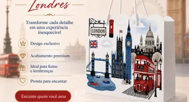 Kit 15 Sacolinhas Londres Ônibus - Pegue e Monte