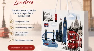 Kit 15 Sacolinhas Londres Ônibus - Pegue e Monte