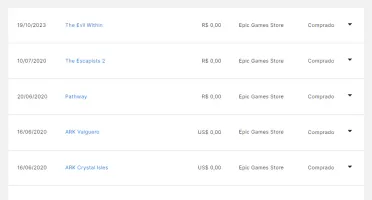 Conta Epic Games com 8 Jogos e 5 Dlcs de ARK