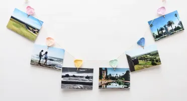Varal de corações para fotos