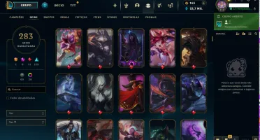 Conta lol mestre todos os champions 283 skins