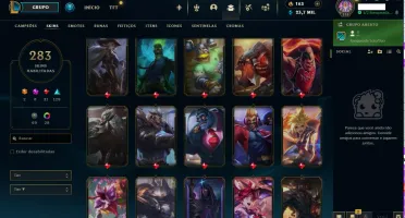 Conta lol mestre todos os champions 283 skins