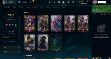 Conta lol mestre todos os champions 283 skins