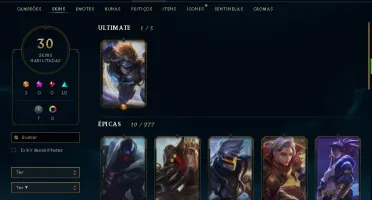 CONTA DE LEAGUE OF LEGENDS BARATA 30 SKINS 1 ULTIMATE