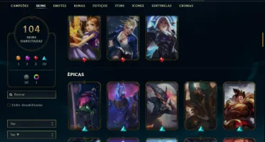 Unranked com 140 Champs e 104 Skins
