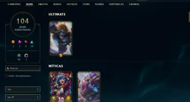 Unranked com 140 Champs e 104 Skins