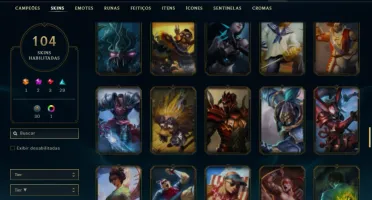 Unranked com 140 Champs e 104 Skins
