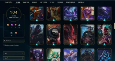 Unranked com 140 Champs e 104 Skins