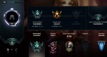 conta lol platina 1 75 pdl, 101 skins, emote e borda diamond