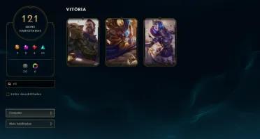 Unranked com TODOS os champs e 121 Skins + 1200 RP