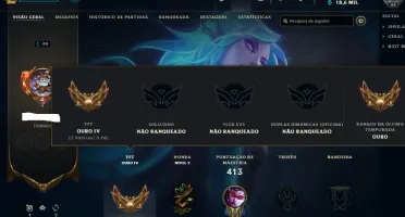 Unranked com TODOS os champs e 121 Skins + 1200 RP