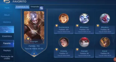 conta lvl 67 115skins 92 herois 5emblemas full