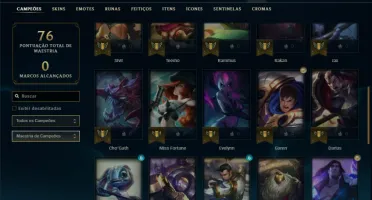 Unranked com 40 Champs e 9 Skins + 2 Fragmentos
