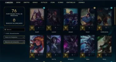 Unranked com 40 Champs e 9 Skins + 2 Fragmentos