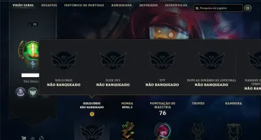 Unranked com 40 Champs e 9 Skins + 2 Fragmentos