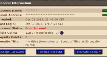 Conta Tibia 1,250 tibia coins Com Rk site