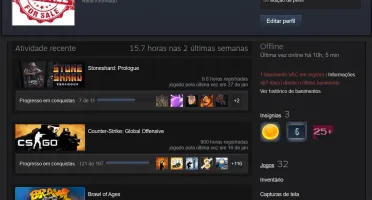 CONTA STEAM LV 7 BAN VAC CS GO COM 105 JOGOS!