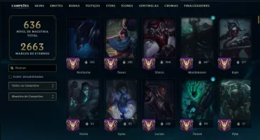 Ouro 3 com TODOS os Champs e 271 ( JG / TOP / MID )