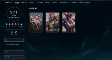 Ouro 3 com TODOS os Champs e 271 ( JG / TOP / MID )