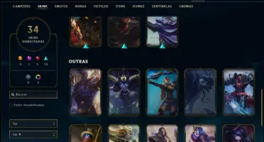 Conta ouro 3 com 34 skins e 59 champs ( MAIN SUPORTE )