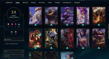 Conta ouro 3 com 34 skins e 59 champs ( MAIN SUPORTE )