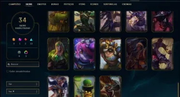 Conta ouro 3 com 34 skins e 59 champs ( MAIN SUPORTE )