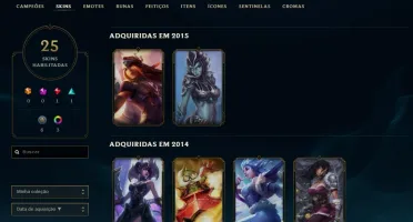 Conta unranked LOL 119 campeões 25 skins