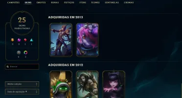 Conta unranked LOL 119 campeões 25 skins