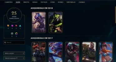 Conta unranked LOL 119 campeões 25 skins