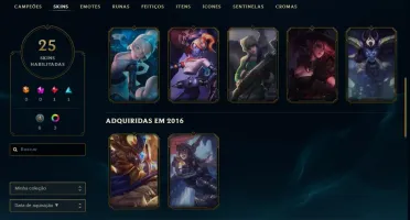 Conta unranked LOL 119 campeões 25 skins