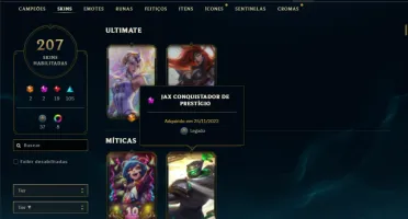 Conta prata 3 com TODOS os champs e 207 Skins + 1 Prestigio