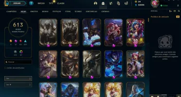 613 Skins,Todos os campeões, platina 1 na flex,9715R$ gastos