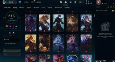 613 Skins,Todos os campeões, platina 1 na flex,9715R$ gastos
