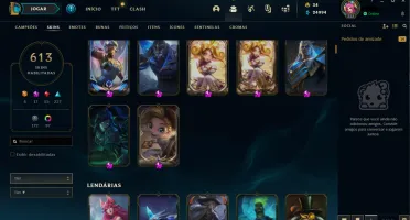 613 Skins,Todos os campeões, platina 1 na flex,9715R$ gastos