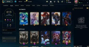 613 Skins,Todos os campeões, platina 1 na flex,9715R$ gastos