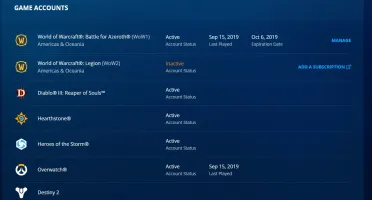 Conta Blizzard com WoW, Overwatch e Diablo