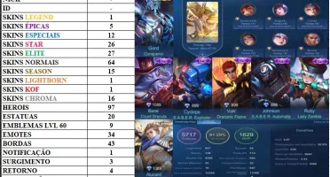 CONTA MOBILE LEGENDS COM SKIN LEGEND