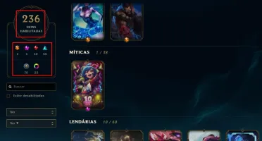 CONTA LOL 236 SKINS+ 226 ICONES