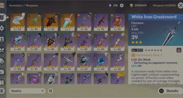 Genshin Impact acc AR56 7x 5* chars + 4x5* armas +14 resins