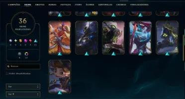 Diamante 4 com 110 Champs e 36 Skins